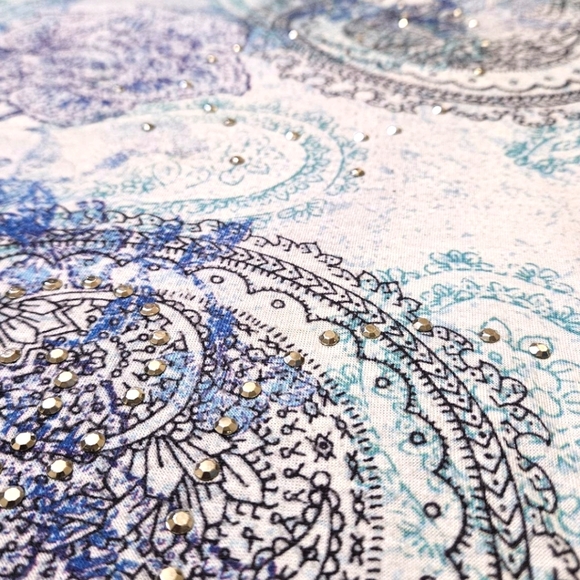 WM Y2K Embellished Paisley Tee Sz XL Fashion Bug Fairycore Bling 00s Spring - Picture 7 of 14